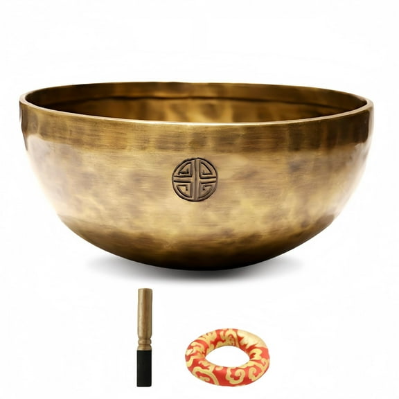 Fay Bless Handmade Tibetan Singing Bowl Set - Full Moon Nepalese Meditation Sound Bowl for Yoga, Chakra Healing, Sound Therapy, Stress Relief, Mindfulness and Home Decor