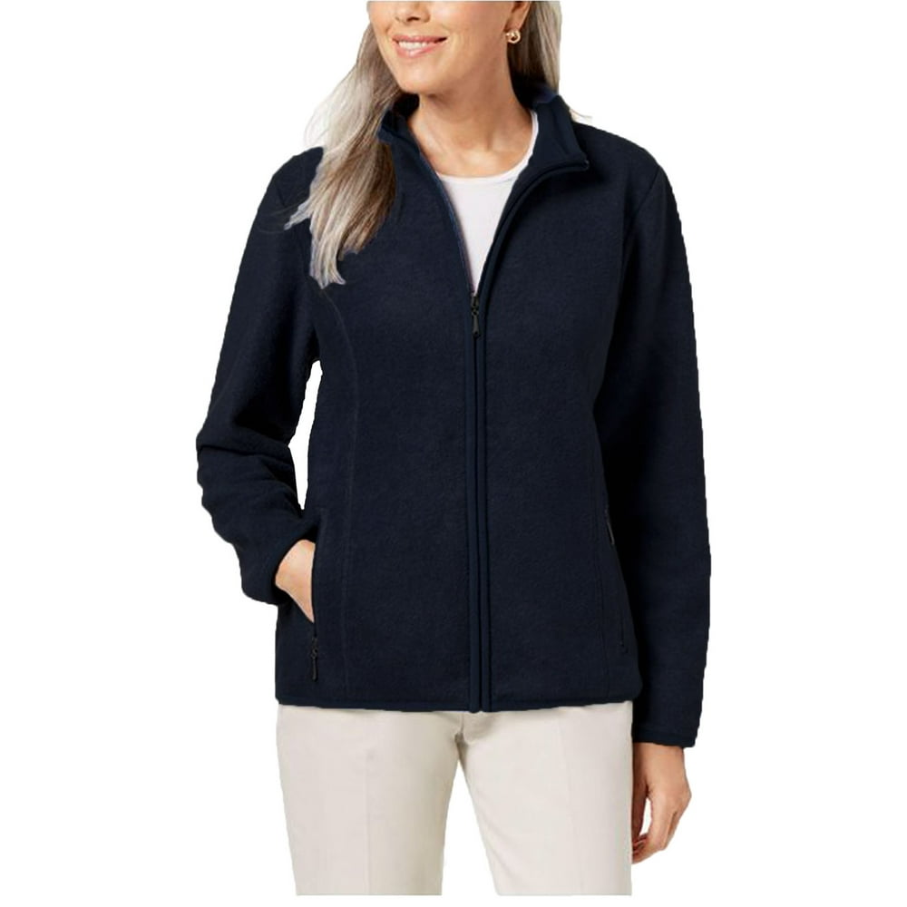 Karen Scott Karen Scott Women's Plus Long Sleeve Zip Front Fleece