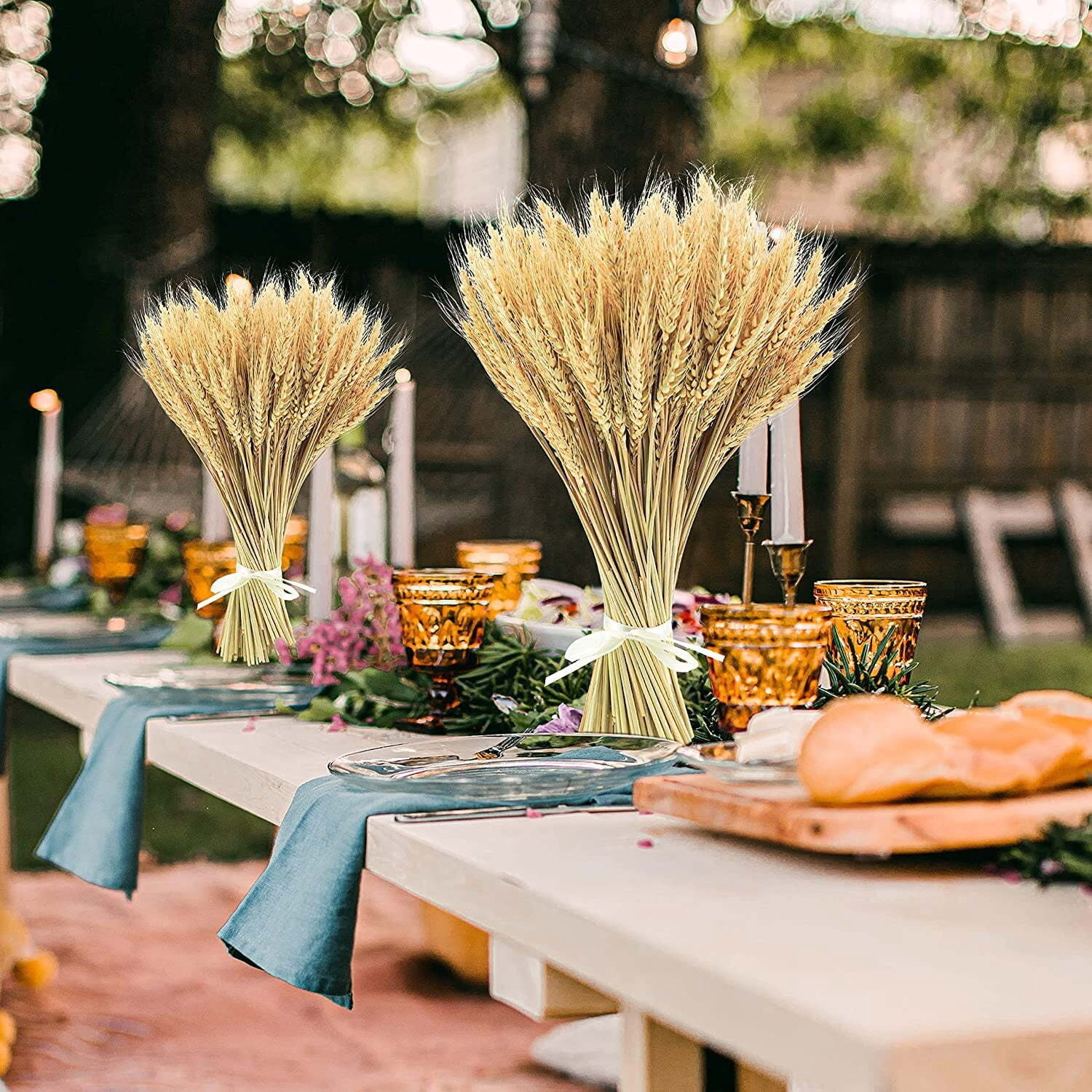 17.7 Inches Dried Wheat Stalks, 200 Stems Dried Flowers 100% Natural Wheat for Home Kitchen Wedding Party Table Centerpiece Harvest Wreath Boho Farmhouse DIY Decoration