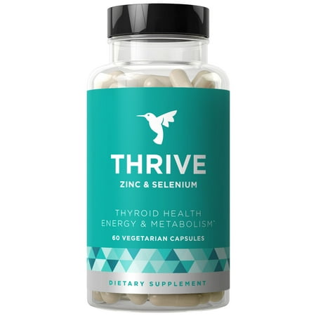 Thrive Thyroid Support & Energy Metabolism - Naturally Fight Fatigue, Balance Hormones, Promote Focused Energy - Zinc, Selenium, Iodine - 60 Vegetarian Soft