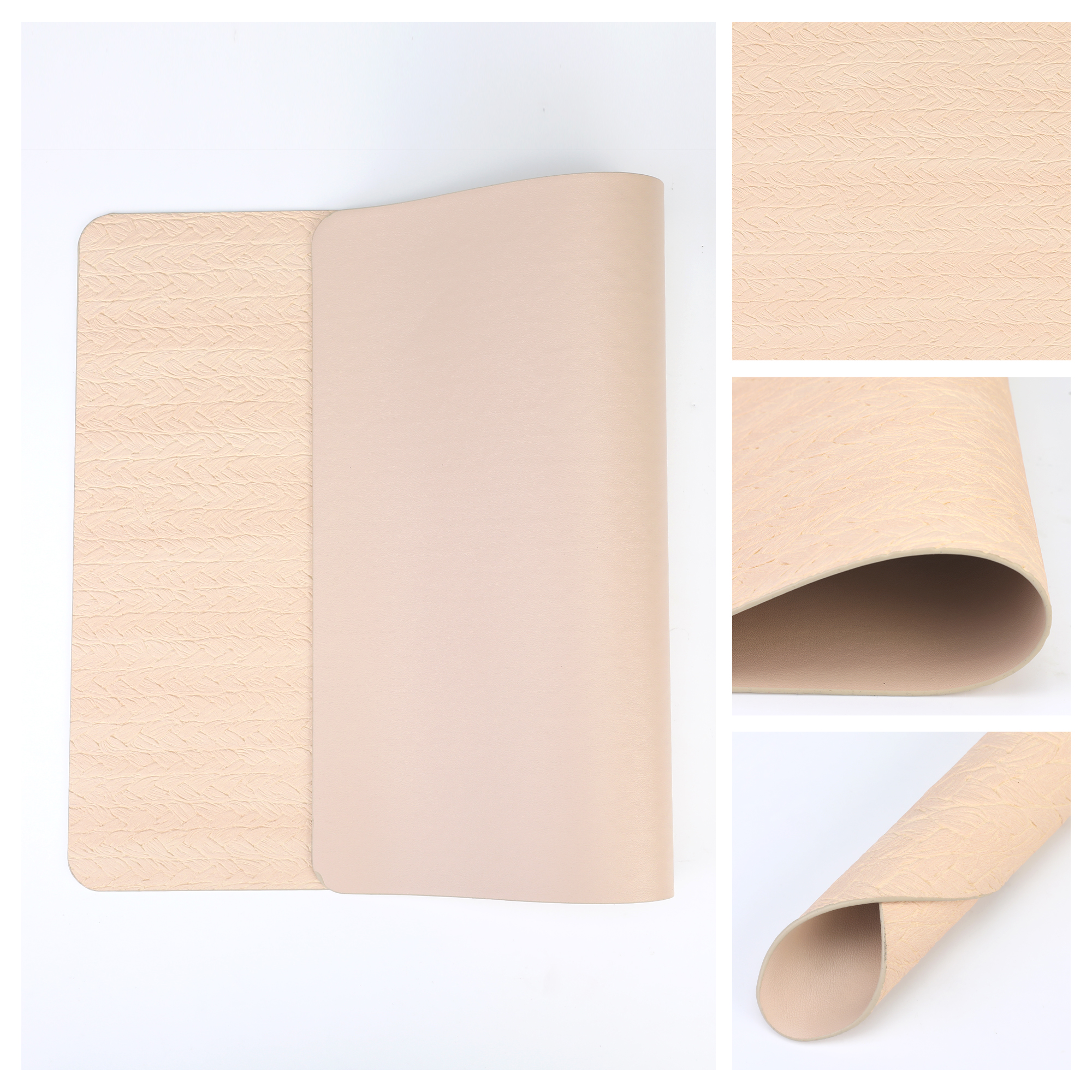 Placemats Set of 6 Leather Placemats for Kitchen Dining Table Decor Table Placemats Imitation Weaving Table Mat Beige 17.7*11.8inch