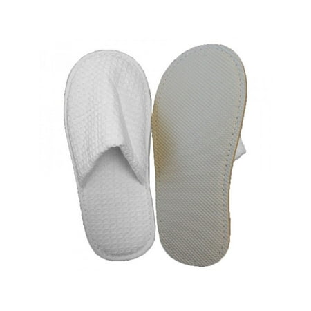 Premium Waffle with Terry Linning Closed Toe Indoor Slippers Ind. clear Bag Unisex Sole size 11  White Packing 10 Pairs/ Box