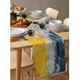 thumbnail image 6 of Blue Yellow Abstract Art Table Runner 120 Inches, Modern Art Bed Runner Dresser Scarves Tabletop for Indoor Outdoor Parties/Ceremony/Banquet, 13"x 120", 6 of 8