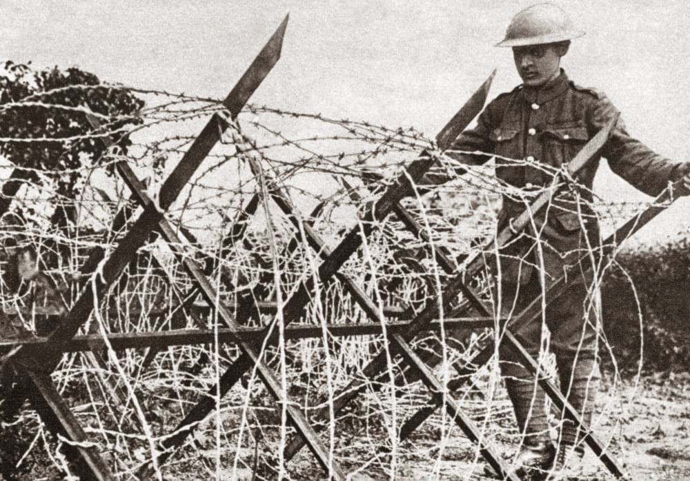 World War I Barbed Wire Nformidable Wire Entanglement With A Frame Of