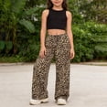 thumbnail image 4 of LIIPEE Casual Pants For Girls Leopard Print Elastic Waist Baggy Wide Leg Pants Kids Lightweight Breathable Everyday Trousers,10-11 Years, 4 of 4