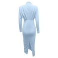 thumbnail image 4 of Ersazi Modest Dresses for Women Woman Solid Color Long Sleeve Waist in Fashion Fallow Commuting Long Dress Light Blue L, 4 of 6