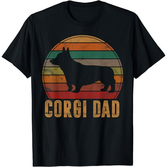 Retro Corgi Dad Gift Dog Owner Pet Welsh Corgi Father T-Shirt