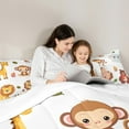 thumbnail image 4 of Feelyou Kawaii Zoo Animals Bedding Comforter Set 7pcs for Teens, Cute Lion Bear Monkey Queen Bedding Sets, Jungle Wildlife Queen Sheet Sets, Ultra Soft Home Decor, 4 of 7