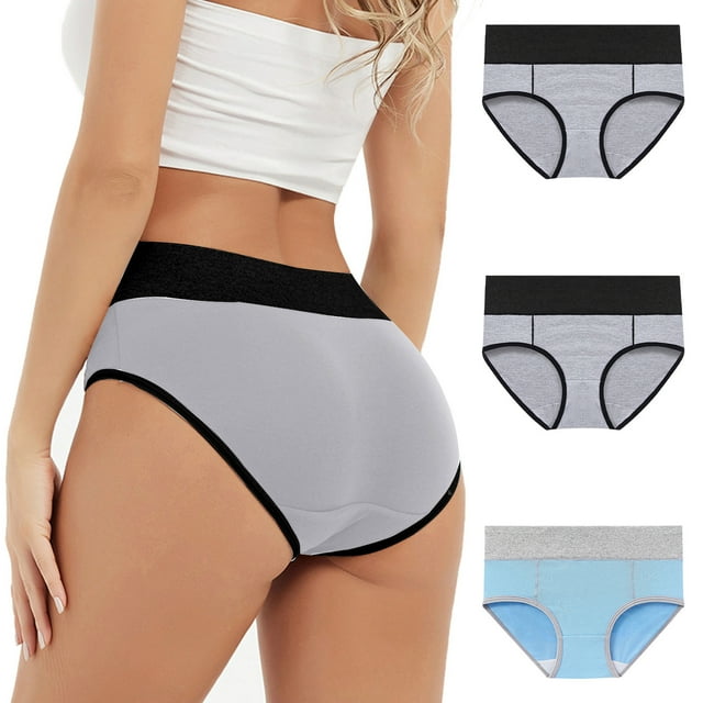 Posijego High Waist Underwear for Women 3 Pack Briefs Full Coverage Breathable Plus Size Panties Multipack