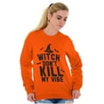 thumbnail image 3 of Halloween Witch Don't Kill My Vibe Unisex Plus Fleece Graphic Sweatshirt Brisco Brands 4X, 3 of 5