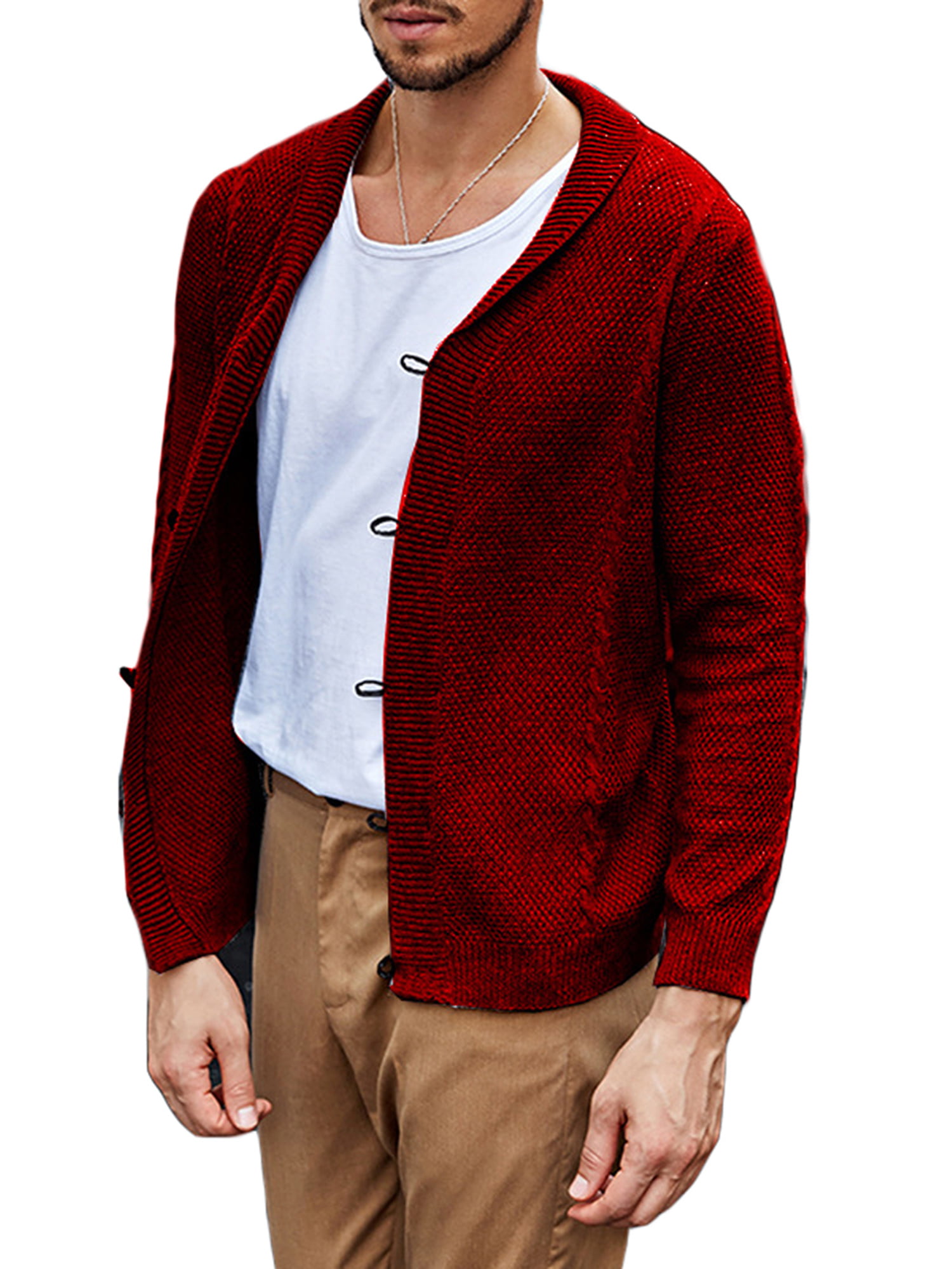 Men Warm Slim Sweater Knitted Cardigan Jumper Longline Coat Jackets Tops Outwear 