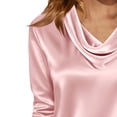 thumbnail image 4 of BLVB Womens Satin Blouse Cowl Neck Draped Silky 3/4 Sleeve Dressy Shirts Tops Spring Summer Fall Trendy Fashion Business Casual Outfit, 4 of 5