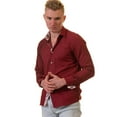 thumbnail image 4 of Dark Red Mens Slim Fit Designer Dress Shirt - tailored Cotton Shirts for Work, XXL, 4 of 5