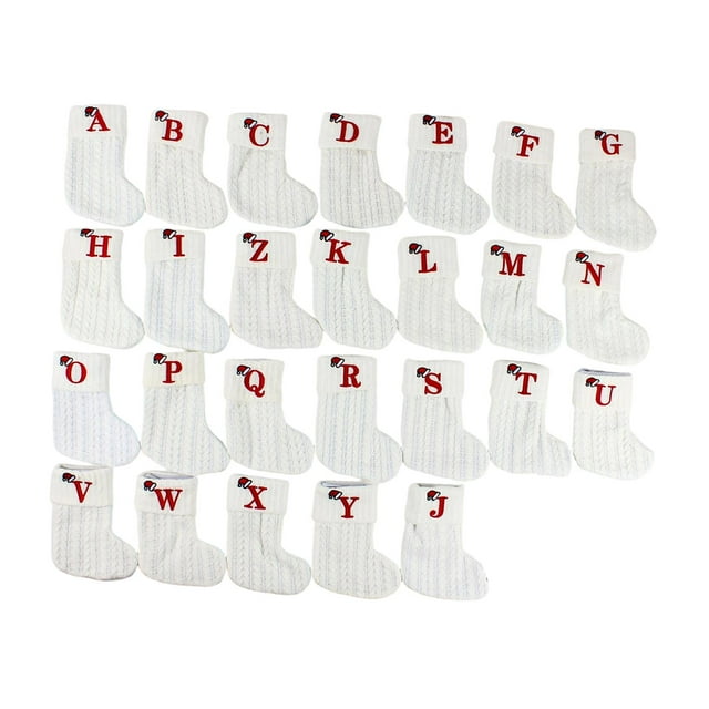26 medias de Epifanía con iniciales, caja de regalo, bolsa de regalo decorativa, bolsa de dulces blanco