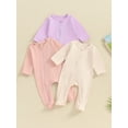 thumbnail image 3 of Bagilaanoe 3 Packs Newborn Footed Jumpsuit Baby Girls Boys Long Sleeve One-pieces 3M 6M Infant Romper Casual Clothing, 3 of 8