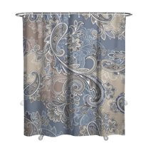 Colorful Vintage Paisley Curtain 72x84 Inches, Quick-Dry Polyester with Hooks, Boho Floral Artistic Pattern for Bathrooms