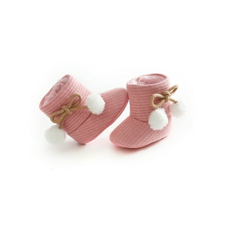 

Infant Baby Boys Girls Soft Sole Bow Warm Shoes Newborn Anti-Skid Plush Winter Cotton Shoes