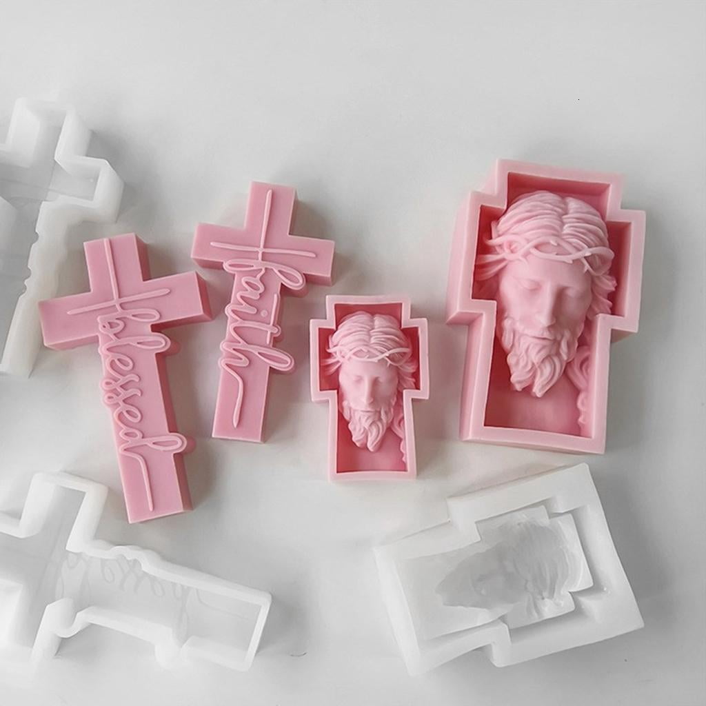 Osdhezcn Silicone Mold Crosses Candle Molds Human Portrait Gypsum Resin Soap Molds Desk Ornament Handmade Gifts for Craft Lover