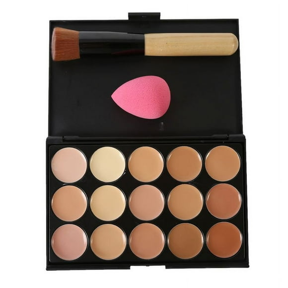 15 Colors Professional Concealer Camouflage Makeup Palette Contour Face Contouring Kit with Premium Oval Make Up Brush