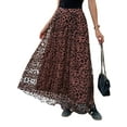thumbnail image 4 of Women'S Leopard Print Skirt Y2k Goth High Waist Ruffled Pleated Flowy Long Skirts Black XL, 4 of 9
