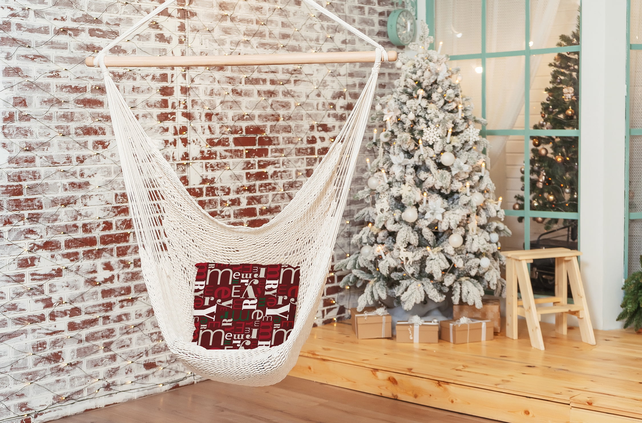 Simply Daisy Christmas Burgandy Colored Crazy Merry Christmas Soft Spun Polyester Indoor/Outdoor Throw Pillow, 16" x 16"