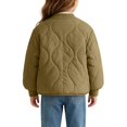 thumbnail image 3 of fnnxnal Girls Quilted Bomber Jacket Green Lightweight Nylon Snap Button Kids Outerwear 1-13 Years,Size 9-10 T, 3 of 8
