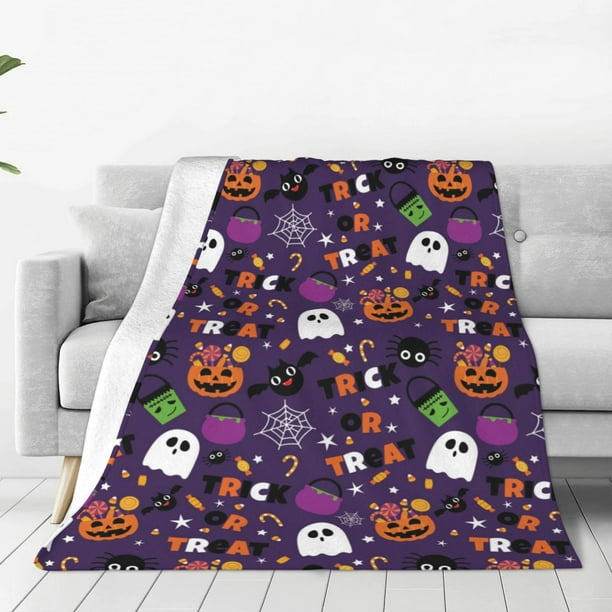 Balery Halloween Sweet Candy Manta de Felpa Suave y Acogedora – Cobija de Franela Aterciopelada para Cama, Lavable y Cálida para Sofá, Mascotas, Transpirable-60"x50"