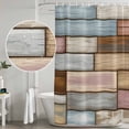 thumbnail image 4 of Polyester Fabric Brown Pink Vintage Shower Curtain, Retro Farmhouse Elegant Pastoral Waterproof Bathtub Curtain Bathroom Decor Set with Hooks 66 x 72 Inches, 4 of 6