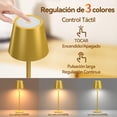 thumbnail image 2 of Lámparas de Mesa Inalámbrica 2 Pack, Lámpara de Escritorio Recargable, 5000 mAh, 3 Niveles de Brillo, Luz Nocturna de Control Táctil para Restaurante, Recámara, Bares (Oro-2pzs), 2 of 11