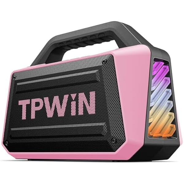 wonima11 Wireless Bluetooth Speakers - Portable Speaker 80W Peak, 20H Playtime, Light Shows, Loud Speaker with Strong Bass, BT 5.3, TWS, IPX6 Waterproof for Home Travel Outdoor Beach Camping - Pink