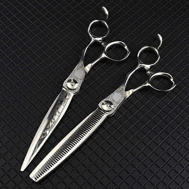 Tijeras profesionales de peluquería de 7 pulgadas con franja de Damasco, tijeras ergonómicas de acero inoxidable.