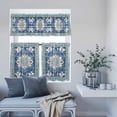 thumbnail image 6 of 3 Piece Kitchen Curtains and Valances Set Blue Boho Cafe Curtains 24 Inch Length Farmhouse Bohemian Medallion Oriental Flower Valance & Tier Curtain for Living Room Bedroom Window 54"x18"+27"x24"*2, 6 of 6