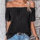 thumbnail image 5 of Fiudx Ropa de Mujer Blusas de Manga Corta con Hombros Descubiertos, Informales, de Color Sólido, a La Moda para Mujer, 5 of 7