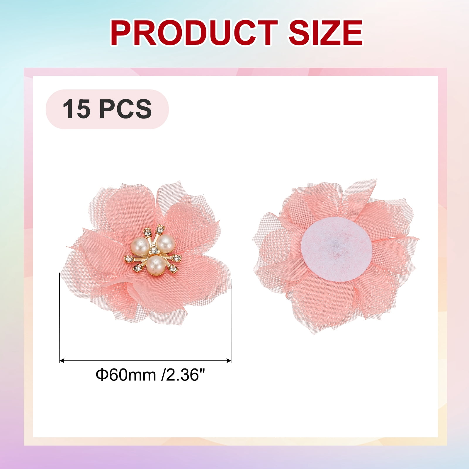 Unique Bargains Rhinestone Pearl Chiffon Flower Embellishments Light Pink