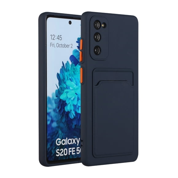Galaxy S20 FE Case, Slim Soft Fit Shockproof Protection Case Dropproof Non-Slip Silicone Case with Card Slots Soft TPU Bumper Phone Wallet Case for Samsung Galaxy S20 FE, Darkblue