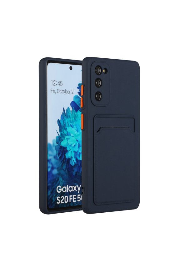 Galaxy S20 FE Case, Slim Soft Fit Shockproof Protection Case Dropproof Non-Slip Silicone Case with Card Slots Soft TPU Bumper Phone Wallet Case for Samsung Galaxy S20 FE, Darkblue
