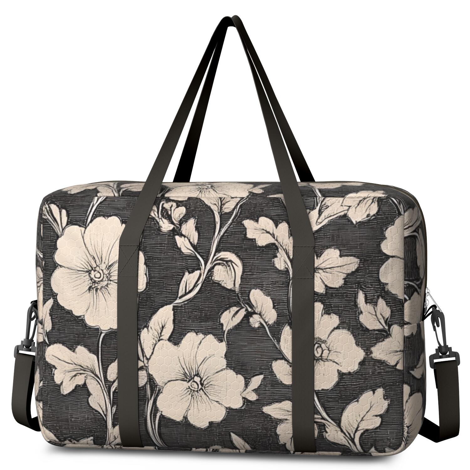 For Spirit Airlines Personal Item Bag 18x14x8 Inch, Floral Weekender Travel Bag, Foldable Travel Duffel Bag Underseat Carry on Bag with Luggage Sleeve for Women and Men 30L