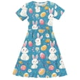 thumbnail image 5 of Hrsba Kids Summer Dress,Casual Dress for Girls,Toddler Kids Girls Print Short Sleeve Stretchy Dress A Line Dress, 5 of 5