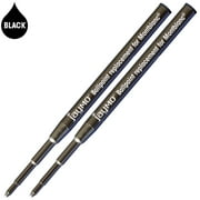 Jaymo Replacement for Montblanc 128211 - Measures 3.875 in / 98 mm Long - Ballpoint Pen Refill - 2 Black
