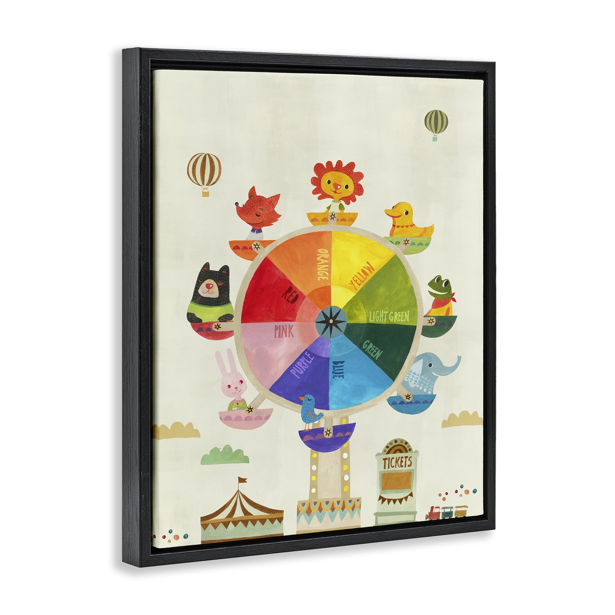 Stupell Industries Educational Hue Ferris Wheel Education Painting Black Floater Framed Canvas Art Print Wall Art, 25 x 31