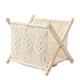 thumbnail image 1 of Revistero de macramé, cesta para libros, tejido, plegable, decorativo, rústico, revistero, decoración del hogar para baño y dormitorio, 1 of 9