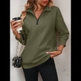 thumbnail image 4 of Sudaderas de Gran Tamaño para Mujer, Suéteres de Otoño, Sudaderas con Capucha de Moda, Jersey con Media Cremallera, Camisas de Larga, Ropa Verde M, 4 of 10