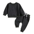 thumbnail image 2 of AJZIOJIRO Toddle Baby Sweatshirt Tracksuit 2Pcs Set for Boys Girls Sweatshirt Jogger Pants Outfit Set Letters Embroidery Sweatsuit and Active Pant Outfits Newborn Spring Autumn Clothes Set for 1M-3Y, 2 of 9