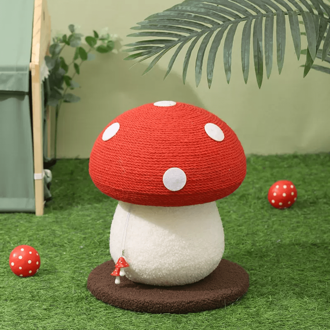Red Mushroom Cat Tree Scracher Home Room Decor