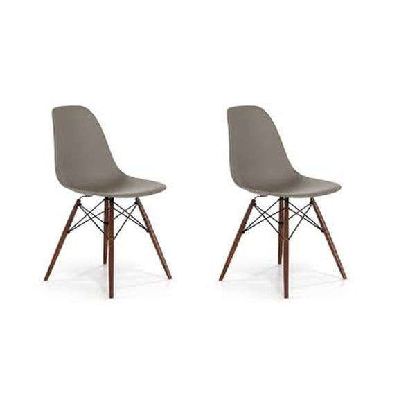 Eiffel Dining Chair with Wood Base - Taupe