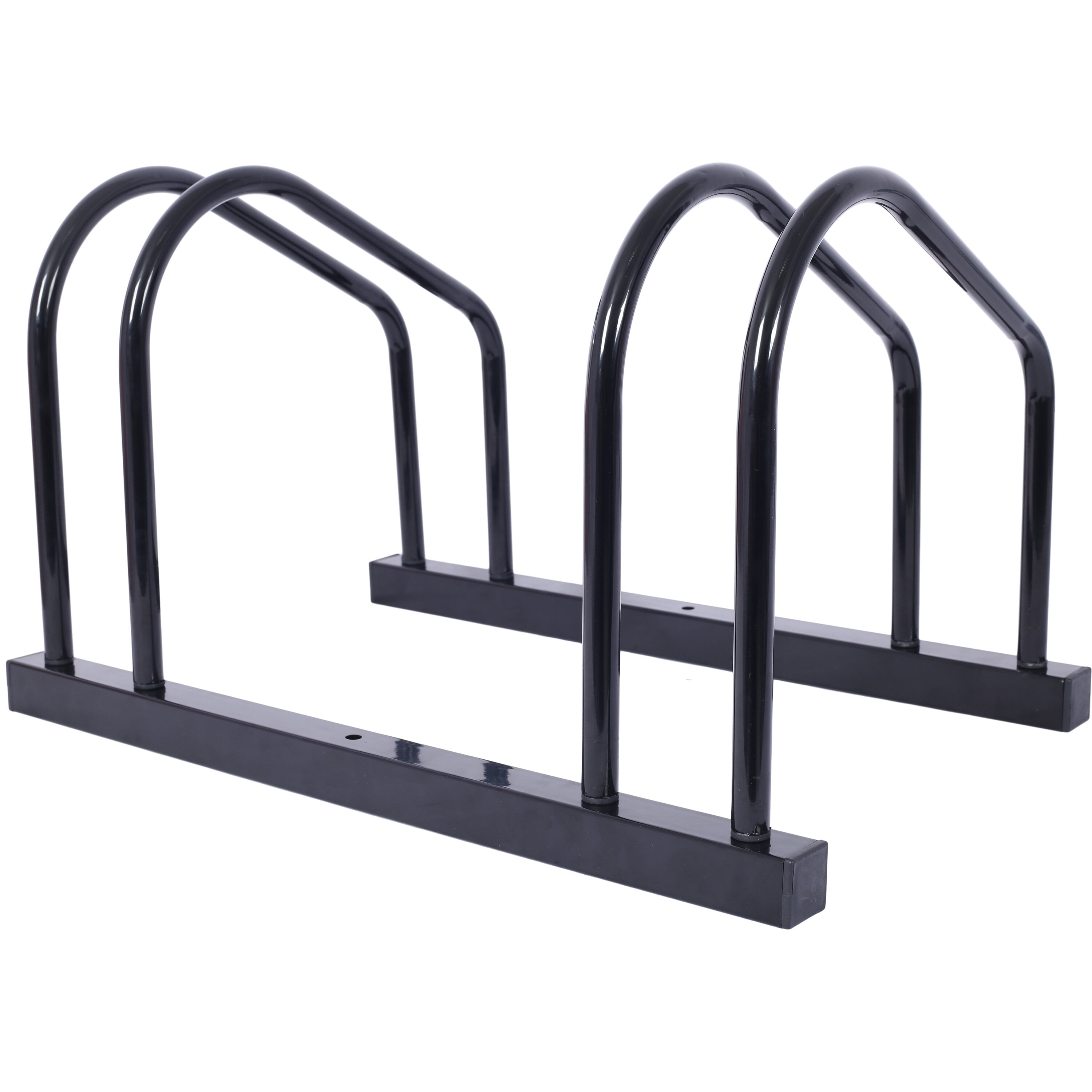 , 2 Bikes Floor Bike Stand, Bike Parking Rack Garage Bike Storage Stand Indoor/Outdoor 22-28" Wheel Stand, Max. Tire Width 2.15",black painted, Black ,Steel ,
