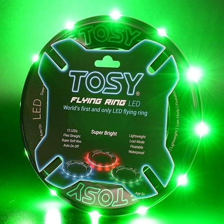 TOSY Flying Ring - 16 Million Color RGB or 12 LEDs  Super Bright  Auto Light up  Safe & Soft  Waterproof  Lightweight Frisbee  Birthday Gift  Camping & Outdoor/Indoor/Lawn Game Toy