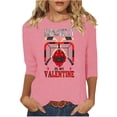 thumbnail image 2 of Craaazy Women's Valentines Clothes Round Neck 3/4 Sleeve Casual Love Heart Printed Tops Gifts, 2 of 5