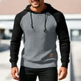 thumbnail image 2 of RYDCOT Mens Color Blocked Casual Retro Hooded Pullover Sweatshirts Casual Long Sleeve Knitted Sweater Gray, 2 of 5