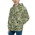 thumbnail image 2 of Pofeuu Tropical Plants Green Print Teenage Zipper Hoodie Sweatshirts Hooded Casual Jackets With Pocket For Boys Girls-Small, 2 of 6